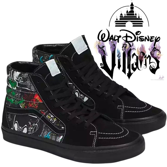 Vans Disney 100 Villains Sk8 Hi Mens Black Out Villain Pictures 082025 - Picture 1 of 16